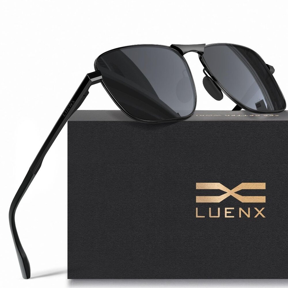 Rectangular Polarized Aviator Sunglasses Uv400 Pr… - image 1